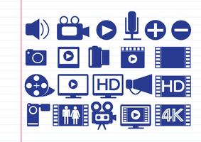 iconos de video película multimedia vector