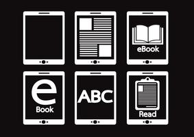 Conjunto de iconos de lector de libros electrónicos y lector de libros electrónicos vector