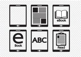 E-book reader  and e-reader icons set vector