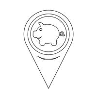 Map Pointer Piggy Bank Icon vector