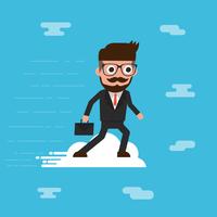 businessman ride cloud vector