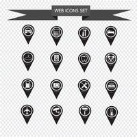 Conjunto de iconos de mapa puntero para sitio web y comunicación vector