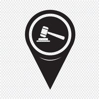 Map Pointer gavel icon vector