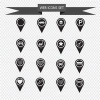 Conjunto de iconos de mapa puntero para sitio web y comunicación vector