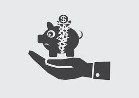 Hand and Broken Piggy Bank  vector