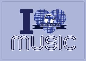 amo la música y la música es el tipo de letra de mi vida con diseño de idea de letreros vector
