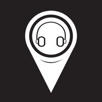 Map Pointer Headphone Icon vector