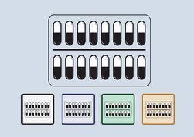 Conjunto de iconos de pastillas y cápsulas vector