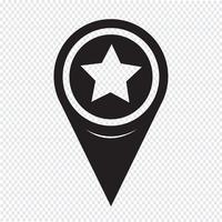 Icono de estrella de puntero de mapa vector