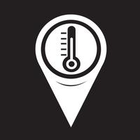 Icono de termómetro de puntero de mapa vector