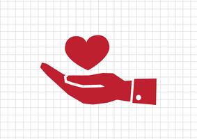 Pictograph hand and heart  vector