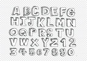 Fuente de letras dibujadas mano escrita con una pluma vector