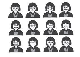 Cartoon faces Set drawing illustration vector