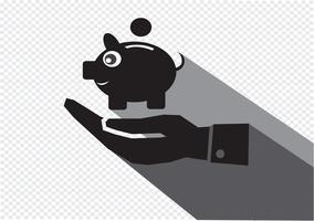 Hand and piggy bank icon vector