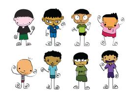 Set of cute man and young boys cartoon  vector