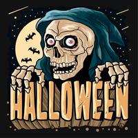 Grim Reaper Horor Halloween party pumpkin vector