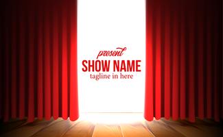 red curtain with spotlight template vector