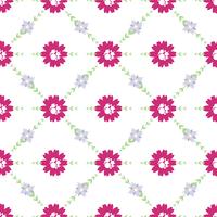 Vector pattern of flowers, twigs and leaves