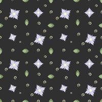 Vector pattern of flowers, twigs and leaves
