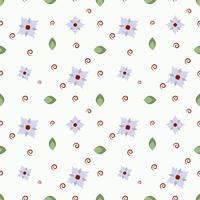 Vector pattern of flowers, twigs and leaves