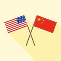 Flag of China crossed with and Flag of United states vector