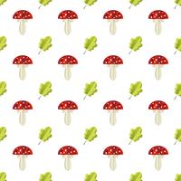Colorful seamless pattern of mushrooms and leaves cut out of paper vector