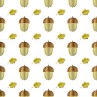 Colorful seamless pattern of acorn and leaves cut out of paper vector