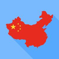 China map with long shadow vector illustration