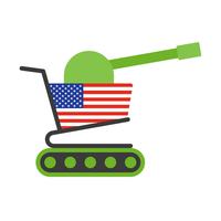 Green Shopping cart with cannon painted USA flag vector