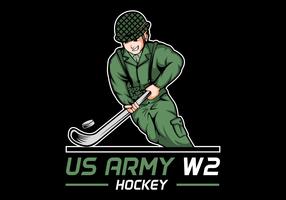 Ilustración de vector de hockey del ejército 2 guerra mundial de Estados Unidos