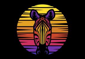 zebra sunset retro vector illustration