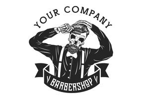 hombre del cráneo barbería vector