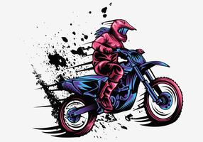 Ilustración de diseño de vectores de motocross de niña