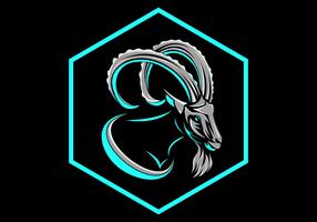 goat hexagonal badge logo vector