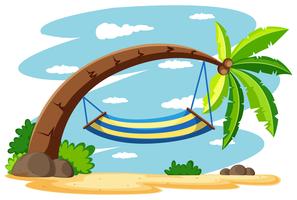 Hammock on the coconut tree vector