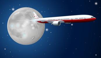 Airplane flying in the sky at night vector