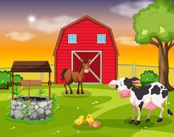 A rural farmland scene vector