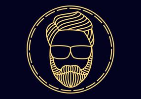 Man beard monoline vector illustration