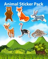 A pack of animal sticker vector