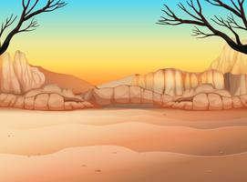 Nature scene with field and canyon vector