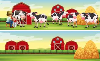 Farmer and cows in the farm vector