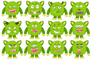 Set of green monster character vector