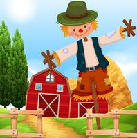 Farm scene with barn and scarecrow vector