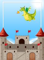 Fire breathing dragon castle scene vector