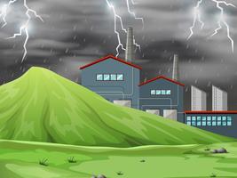 A factory in nature scene vector