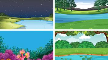 Set of different water scenes vector