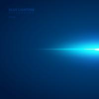 Abstract horizontal blue ray light strips on dark background. vector