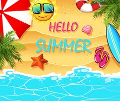 Summer theme with items on the beach vector