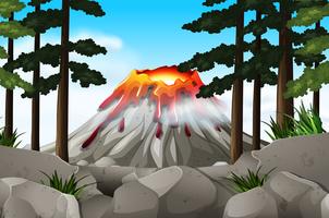 Nature scene with volcano and forest vector