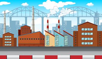 City scene with factories and buildings vector